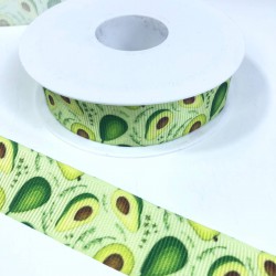 Avokado Desenli Beyaz Grogren Kurdele-KDL-2131