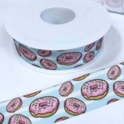 Su Yeşili Çizgili Donet Desenli Grogren Kurdele-KDL-2134