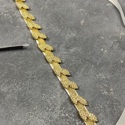 Gold Rengi Taşlı İnce Yaprak Desenli Aksesuar Bel Kemeri-KEMER-17