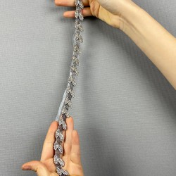 Antrasit Gri Taşlı İnce Yaprak Desenli Aksesuar Bel Kemeri-KEMER-18 Antrasit Gri Taşlı İnce Yaprak Desenli Aksesuar Bel Kemeri-KEMER-18