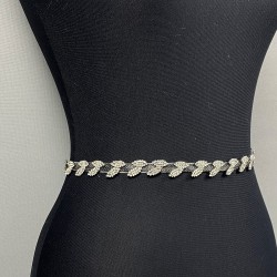 Antrasit Gri Taşlı İnce Yaprak Desenli Aksesuar Bel Kemeri-KEMER-18 Antrasit Gri Taşlı İnce Yaprak Desenli Aksesuar Bel Kemeri-KEMER-18