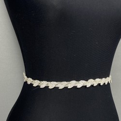 Gümüş Taşlı İnce Yaprak Desenli Aksesuar Bel Kemeri-KEMER-19 Gümüş Taşlı İnce Yaprak Desenli Aksesuar Bel Kemeri-KEMER-19