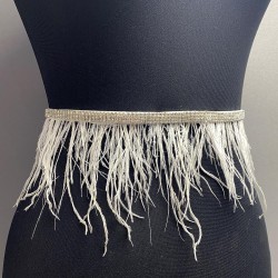 Ekru Tüylü Parlak Taşlı Abiye Elbise Kemeri Bel Aksesuarı-KEMER-21 Ekru Tüylü Parlak Taşlı Abiye Elbise Kemeri Bel Aksesuarı-KEMER-21