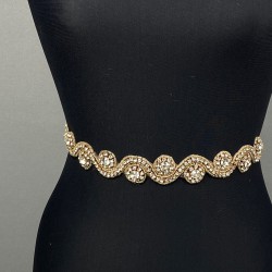 Rose Rengi Su Yolu Abiye Elbise Aksesuarı Taşlı Bel Kemeri Aksesuarı-KEMER-25