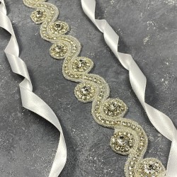 Gümüş Su Yolu Abiye Elbise Aksesuarı Taşlı Bel Kemeri Aksesuarı-KEMER-27 Gümüş Su Yolu Abiye Elbise Aksesuarı Taşlı Bel Kemeri Aksesuarı-KEMER-27