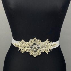 Gümüş Rengi Şal Desenli Taşlı Abiye Elbise Kemeri-KEMER-28 Gümüş Rengi Şal Desenli Taşlı Abiye Elbise Kemeri-KEMER-28