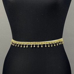 Gold Rengi Taşlı Sallantılı Kemer Bel Aksesuarı-KEMER-30