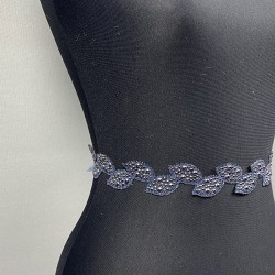 Lacivert Yaprak Taşlı Elbise Kemeri Ve Bel Aksesuarı-KEMER-39