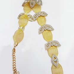 Sarı Çiçek Desenli Taşlı Kemer-KEMER-4