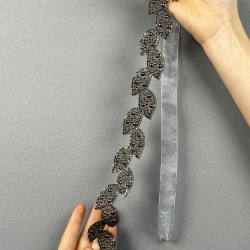 Antrasit Gri Yaprak Taşlı Elbise Kemeri Ve Bel Aksesuarı-KEMER-42 Antrasit Gri Yaprak Taşlı Elbise Kemeri Ve Bel Aksesuarı-KEMER-42