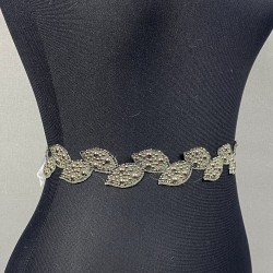 Antrasit Gri Yaprak Taşlı Elbise Kemeri Ve Bel Aksesuarı-KEMER-42 Antrasit Gri Yaprak Taşlı Elbise Kemeri Ve Bel Aksesuarı-KEMER-42