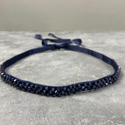 Lacivert Kristal Boncuklu Abiye Elbise Kemer Aksesuarı-KEMER-48