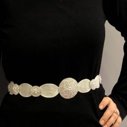 Gümüş Hasırlı Taşlı Arnavut Şalvar Kemeri-KEMER-5 Gümüş Hasırlı Taşlı Arnavut Şalvar Kemeri-KEMER-5