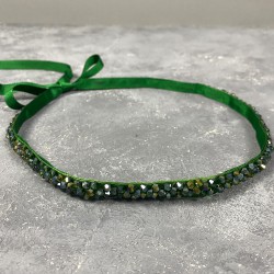 Zümrüt Yeşili Kristal Boncuklu Abiye Elbise Kemer Aksesuarı-KEMER-50