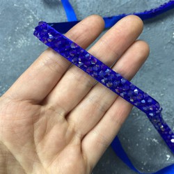 Saks Mavi Kristal Boncuklu Abiye Elbise Kemer Aksesuarı-KEMER-52