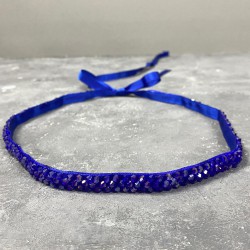 Saks Mavi Kristal Boncuklu Abiye Elbise Kemer Aksesuarı-KEMER-52