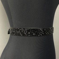 Siyah Boncuk İşlemeli Taşlı Zincirli Abiye Elbise Bel Kemeri Bel Aksesuarı-KEMER-53