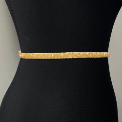 Bal Rengi İnce Boncuk İşlemeli Elbise Bel Kemeri Bel Aksesuarı-KEMER-59