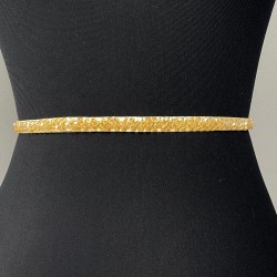 Bal Rengi İnce Boncuk İşlemeli Elbise Bel Kemeri Bel Aksesuarı-KEMER-59