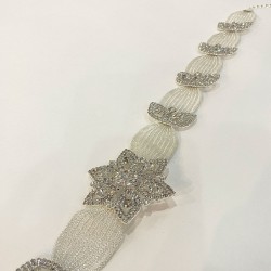 Gümüş Yıldız Motifli Hasırlı Taşlı Arnavut Kemeri-KEMER-7