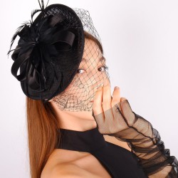 Siyah Serra Model Vualet Gelin Aksesuarı Ve Gelin Eldiveni-KEPELDIVEN-1012