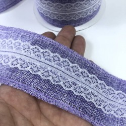 Lila Ortası Dantelli Geniş Keten Kurdele-KETK-4 Lila Ortası Dantelli Geniş Keten Kurdele-KETK-4
