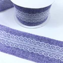 Lila Ortası Dantelli Geniş Keten Kurdele-KETK-4 Lila Ortası Dantelli Geniş Keten Kurdele-KETK-4