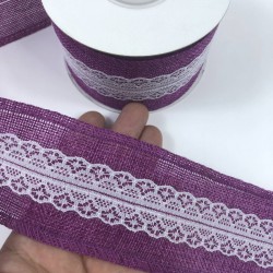 Mürdüm Ortası Dantelli Geniş Keten Kurdele-KETK-6 Mürdüm Ortası Dantelli Geniş Keten Kurdele-KETK-6