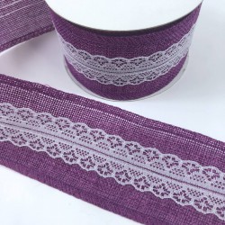 Mürdüm Ortası Dantelli Geniş Keten Kurdele-KETK-6 Mürdüm Ortası Dantelli Geniş Keten Kurdele-KETK-6