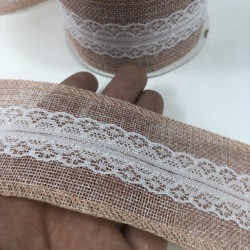 Pudra Ortası Dantelli Geniş Keten Kurdele-KETK-7