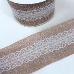 Pudra Ortası Dantelli Geniş Keten Kurdele-KETK-7