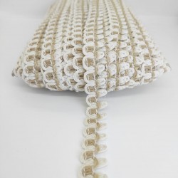 Beyaz Krem Hasırlı Dekoratif Şerit-KHC-1098