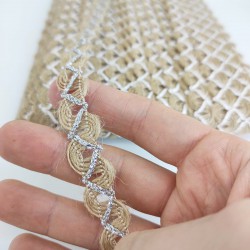 Gümüş İpli Hasır Dekoratif Şerit-KHC-1105