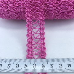 Fuşya Çapraz Desen Dekoratif Şerit-KHC-1117