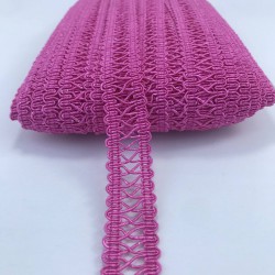 Fuşya Çapraz Desen Dekoratif Şerit-KHC-1117