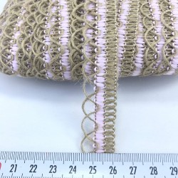 Hasır Pembe Detaylı Dekoratif Şerit-KHC-1121