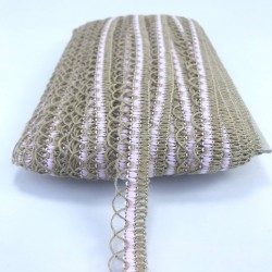 Hasır Pembe Detaylı Dekoratif Şerit-KHC-1121