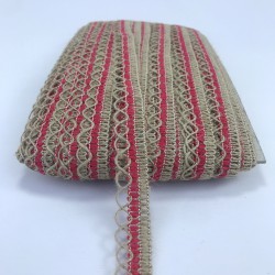 Hasır Kırmızı Detaylı Dekoratif Şerit-KHC-1122