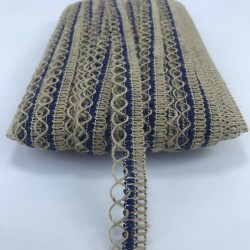 Hasır Lacivert Detaylı Dekoratif Şerit-KHC-1124