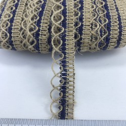 Hasır Lacivert Detaylı Dekoratif Şerit-KHC-1124