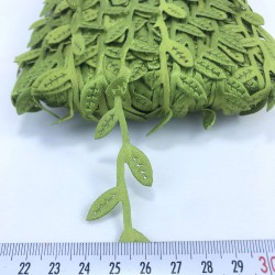 Yeşil Saten Yaprak Dekoratif Şerit-KHC-1173