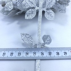 Gümüş Saten Yaprak Dekoratif Şerit-KHC-1174