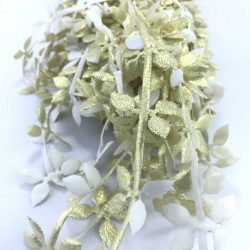 Gold Saten Yaprak Dekoratif Şerit-KHC-1176