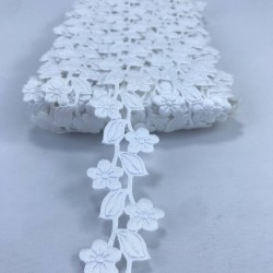 Beyaz Saten Yaprak Dekoratif Şerit-KHC-1177