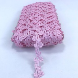 Pembe Saten Yaprak Dekoratif Şerit-KHC-1178