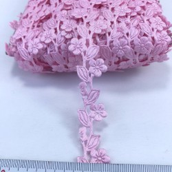 Pembe Saten Yaprak Dekoratif Şerit-KHC-1178