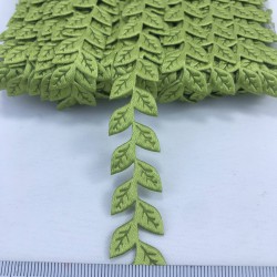 Yeşil Saten Tek Yaprak Dekoratif Şerit-KHC-1180