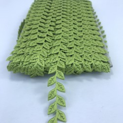 Yeşil Saten Tek Yaprak Dekoratif Şerit-KHC-1180