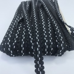 Siyah Gümüş Detaylı Dekoratif Şerit-KHC-1202