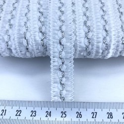 Beyaz Gümüş Üç Çizgi Dekoratif Şerit-KHC-1204